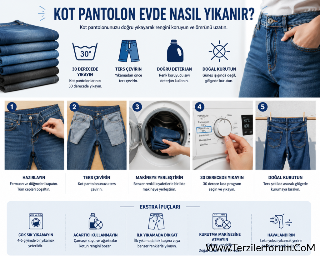 Kot Pantolon Evde Nasıl Yıkanır? Uzun Ömürlü Kullanım İçin Doğru Yıkama Rehberi